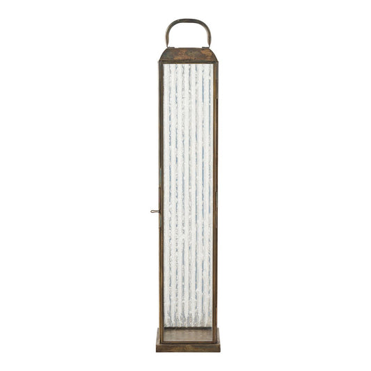 Laterne 'Herslev' - Glas/Metall, Antik-Messing-Optik, 12x12x60 cm