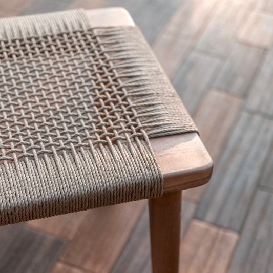 Wooden stool SUNDA made of Trembesi, seat made of woven recycled paper