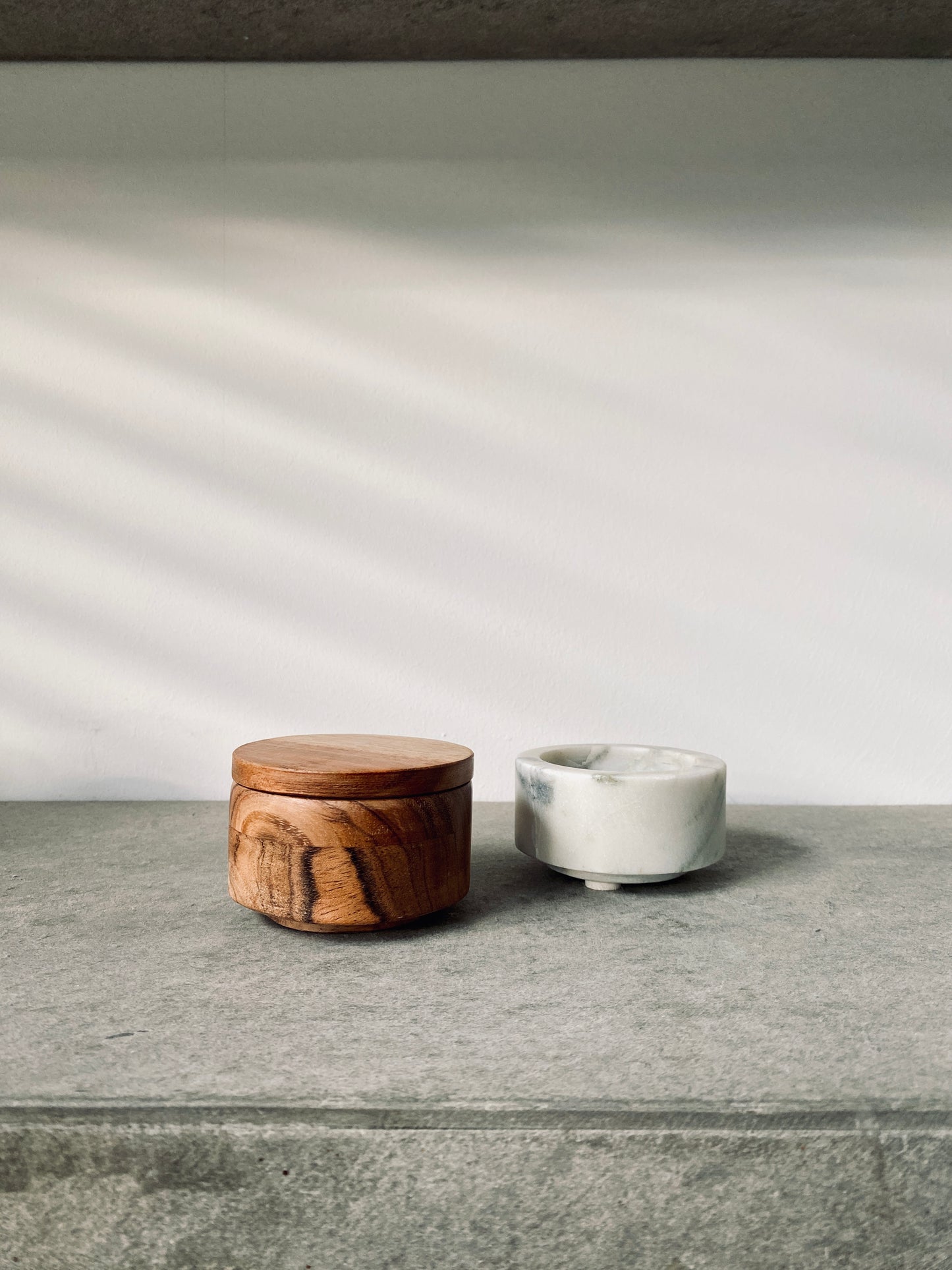 Marble Box mit Holzdeckel, rund