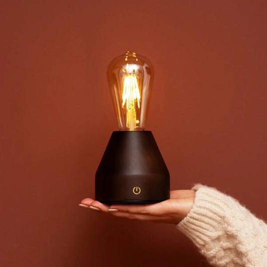Dunkelbraune wiederaufladbare LED-Tischlampe 'Zavi' - kabellos, dimmbar