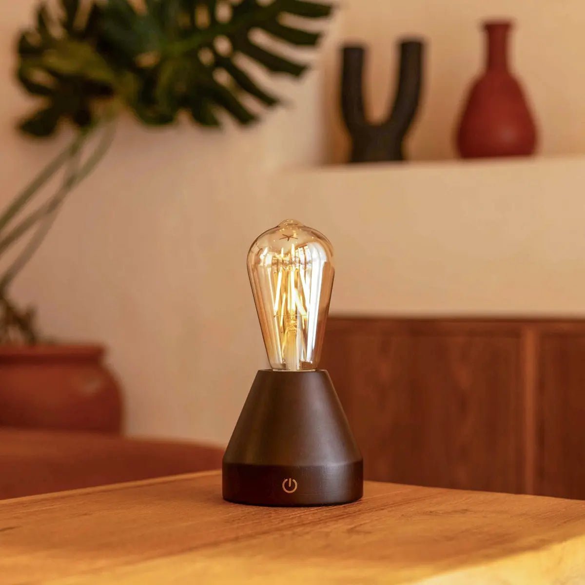 Dark brown rechargeable LED table lamp 'Zavi' - wireless, dimmable