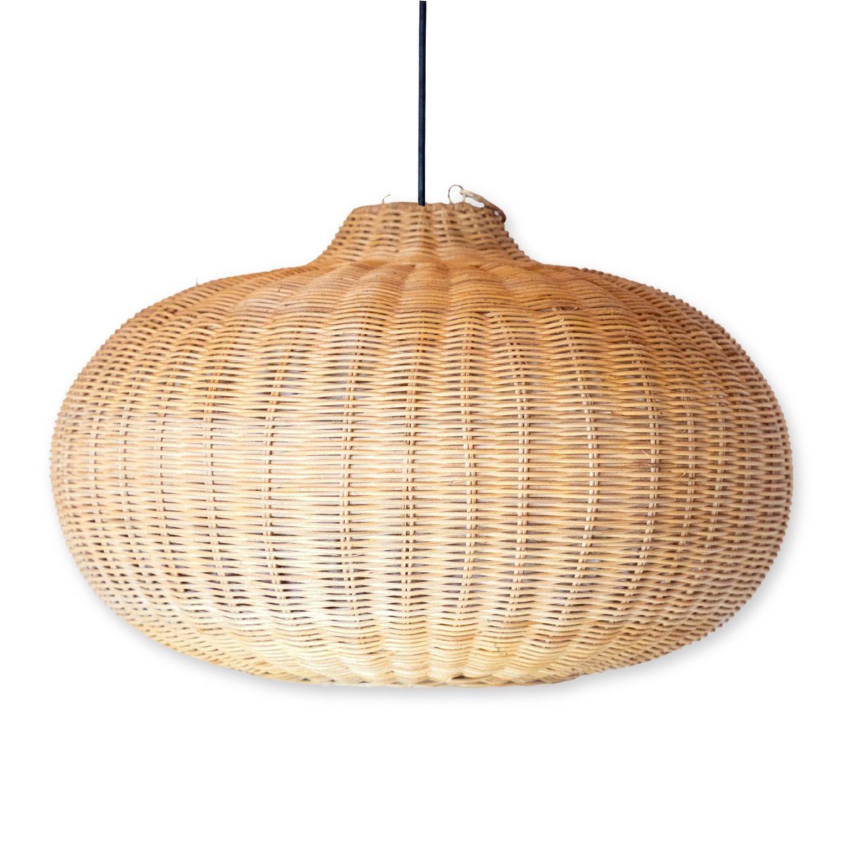 Großer Rattan-Lampenschirm, handgefertigt - Hängelampe (Ø 56 cm) ANJANI