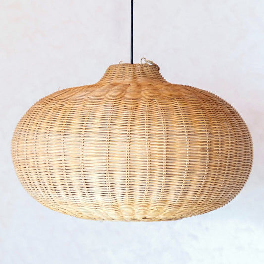 Großer Rattan-Lampenschirm, handgefertigt - Hängelampe (Ø 56 cm) ANJANI
