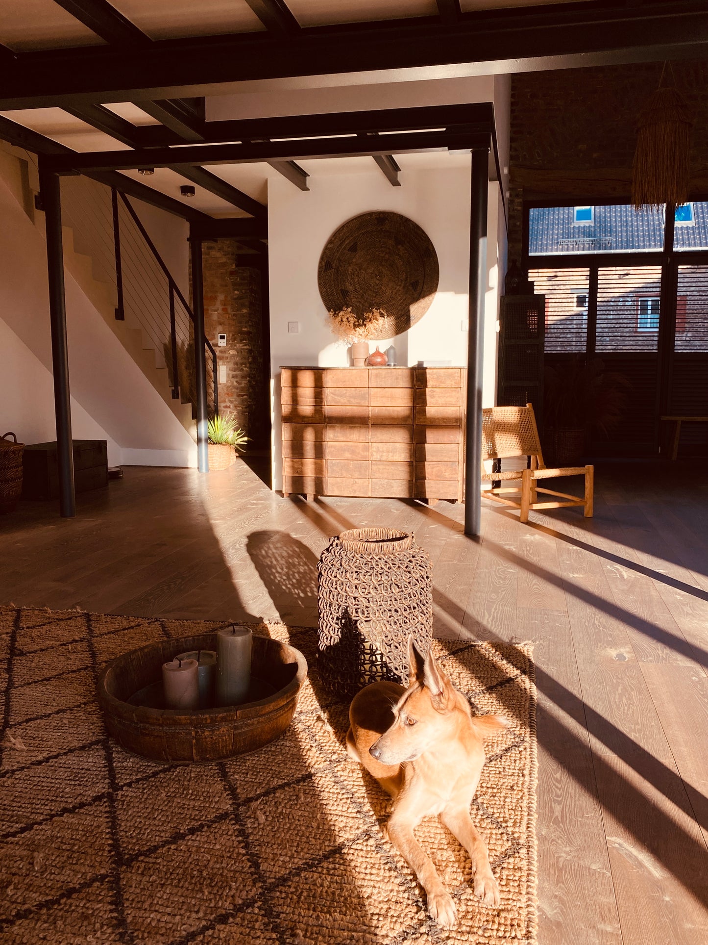 Wall plate - The Jasmine Plate L - rattan decoration, brown