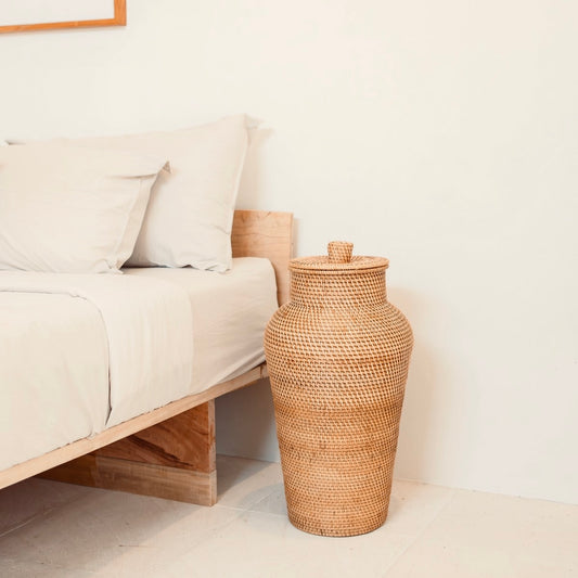 Große Boho Dekovase - Bodenvase KIDUNG, handgefertigt