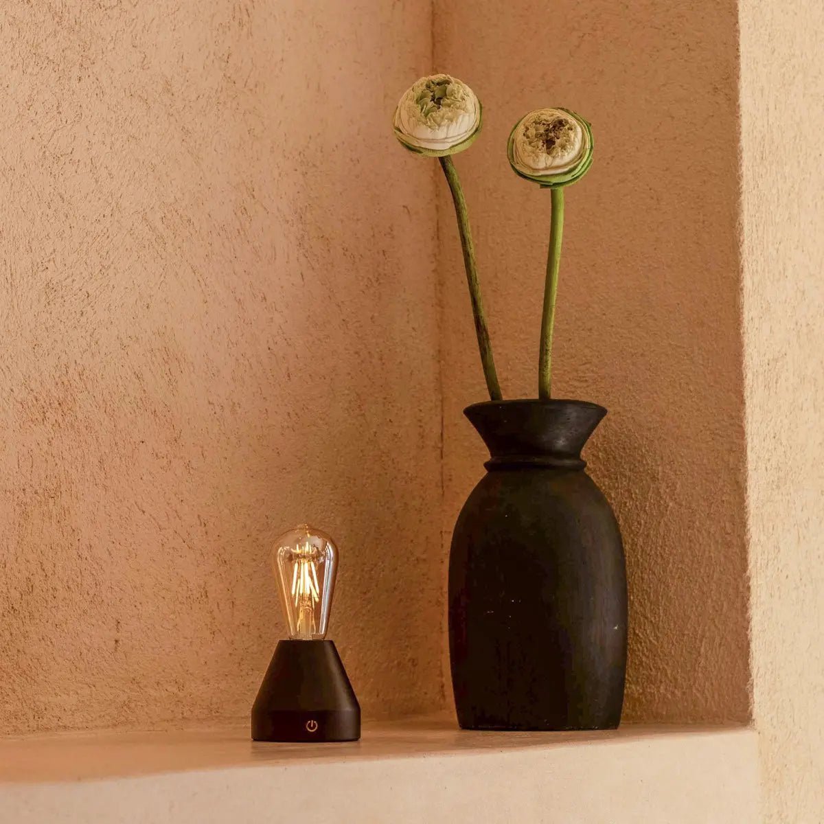 Dark brown rechargeable LED table lamp 'Zavi' - wireless, dimmable