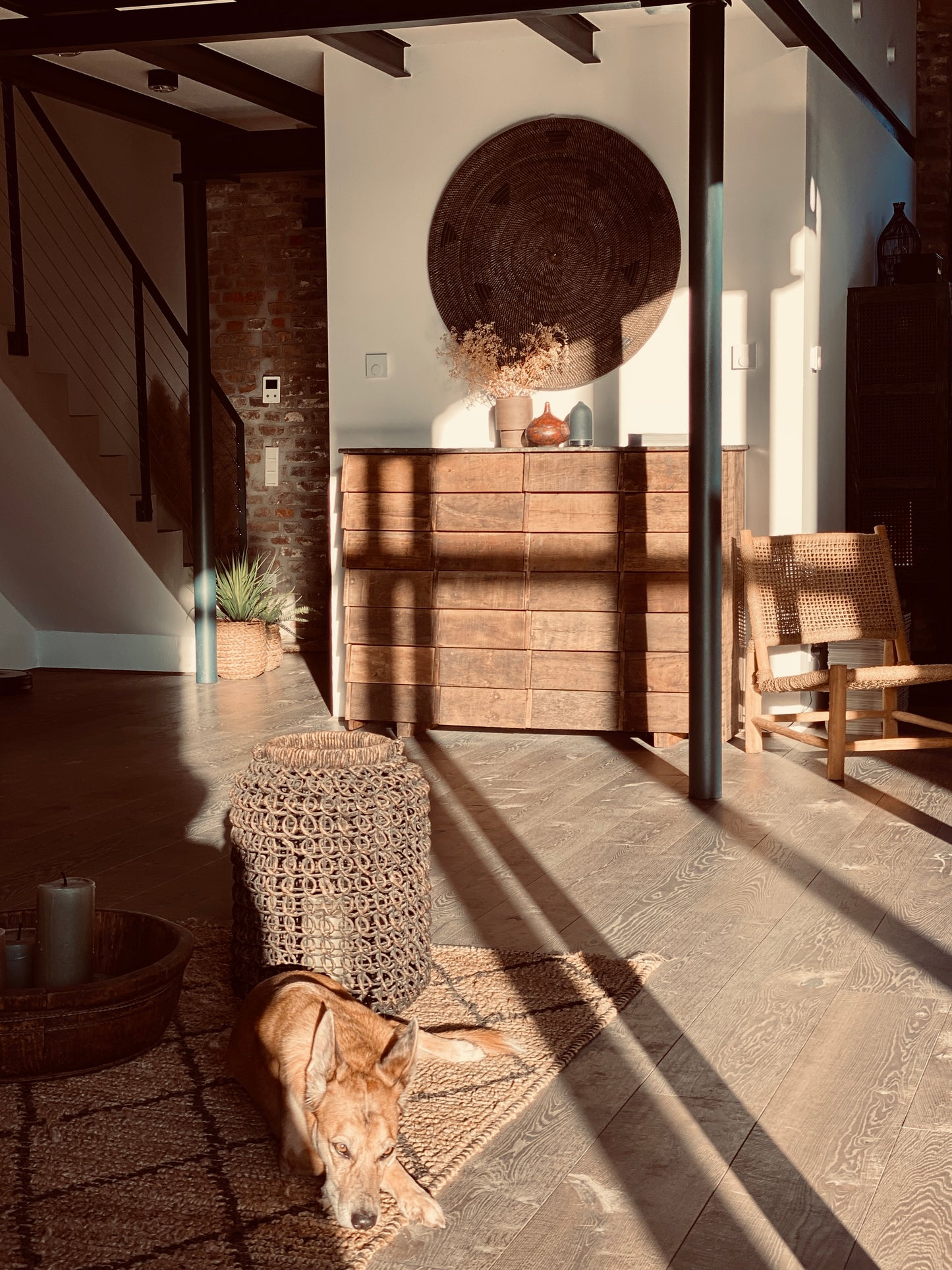 Wall plate - The Jasmine Plate XL - rattan decoration, brown