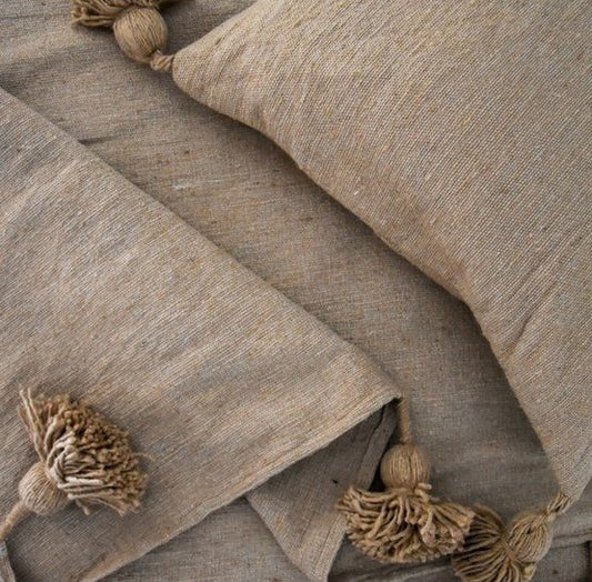 Pompondecke, beige