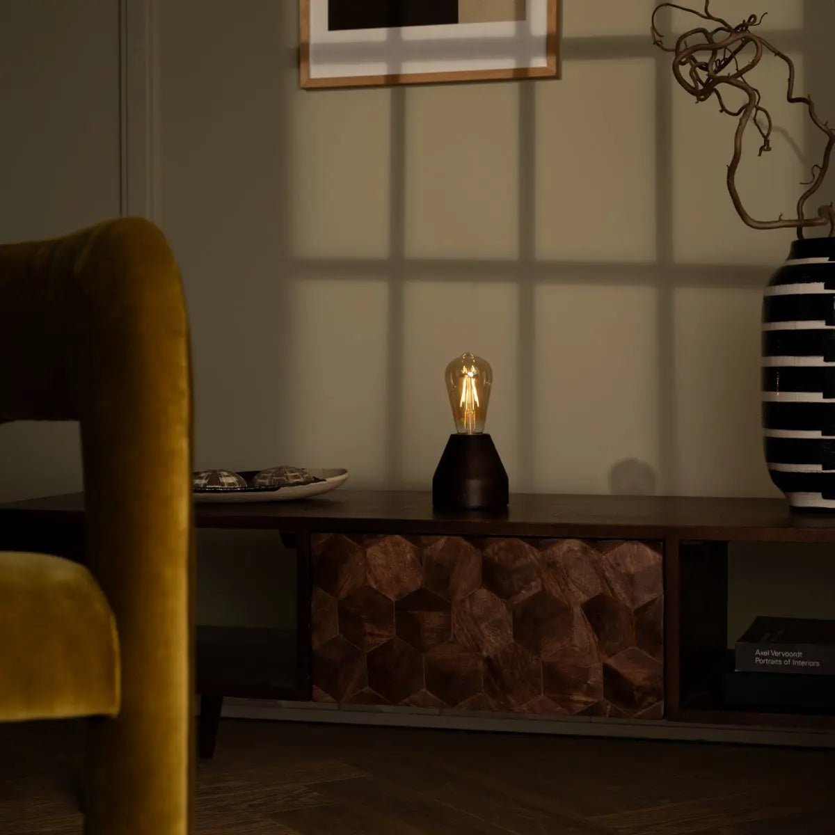 Dark brown rechargeable LED table lamp 'Zavi' - wireless, dimmable