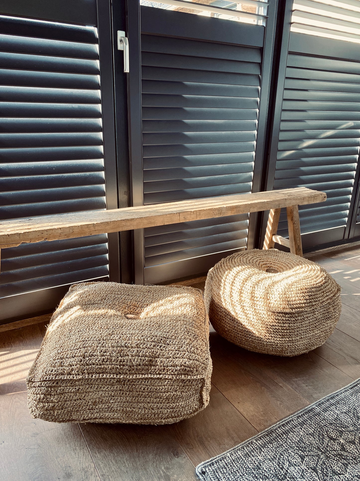 Raffia pouf PADAR, square