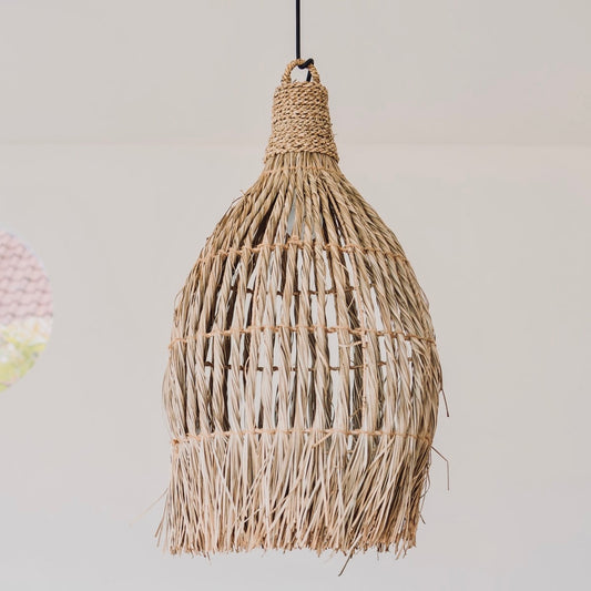 Pendelleuchte aus Seegras,  Boho-Lampenschirm LAMPUNG