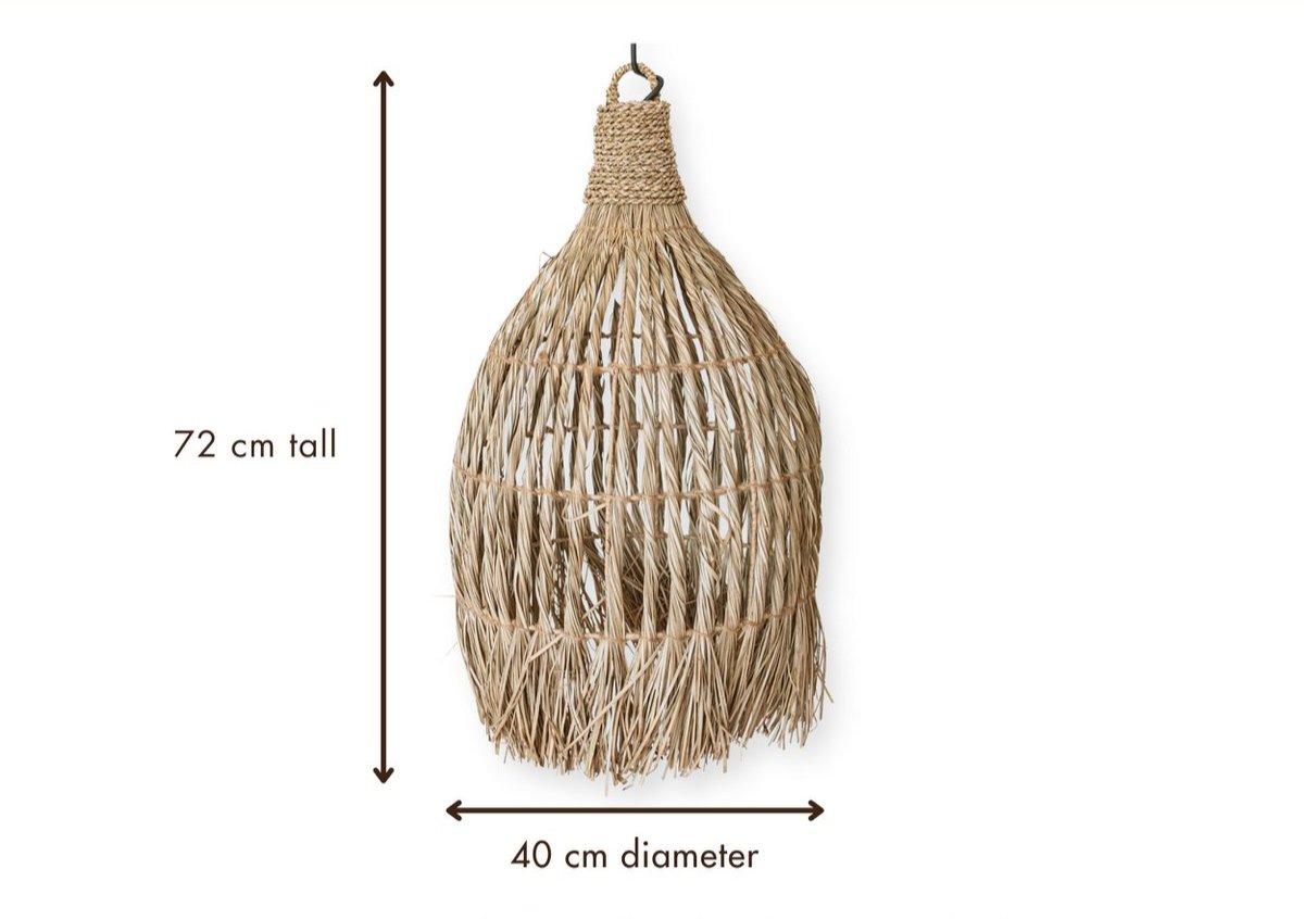 Pendelleuchte aus Seegras,  Boho-Lampenschirm LAMPUNG