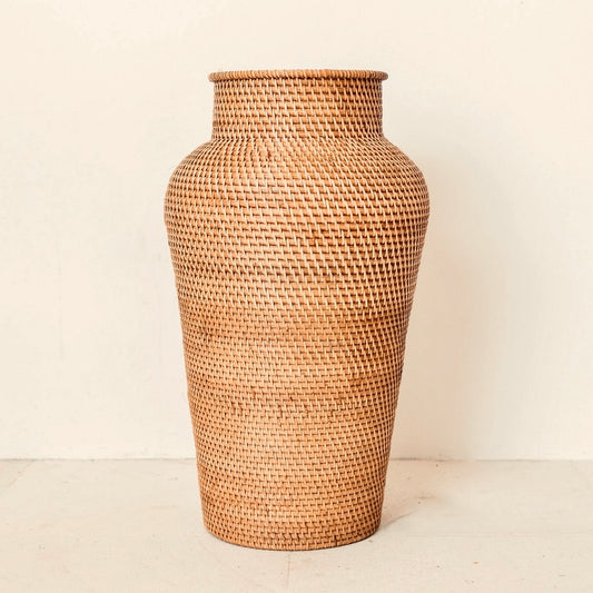 Große Boho Dekovase - Bodenvase KIDUNG, handgefertigt