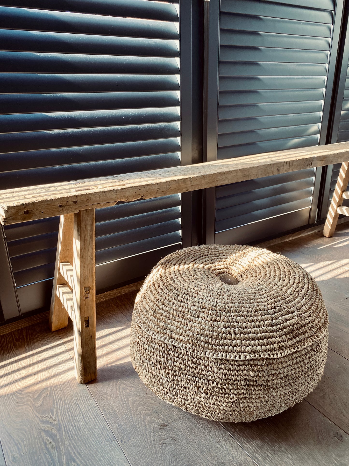 Pouf TELU, bean bag made of raffia (2 sizes)