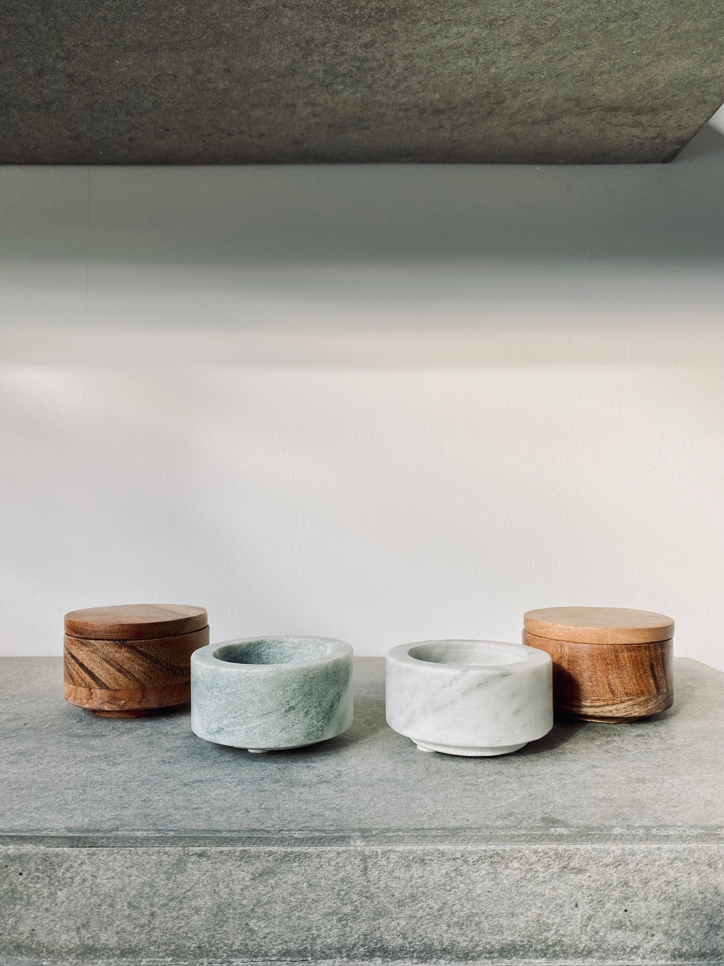 Marble Box mit Holzdeckel, rund