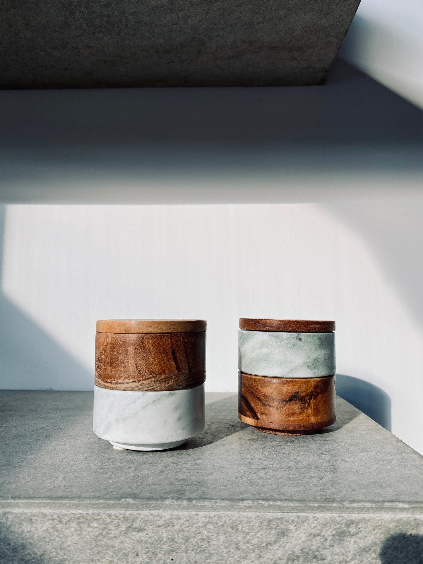 Marble Box mit Holzdeckel, rund