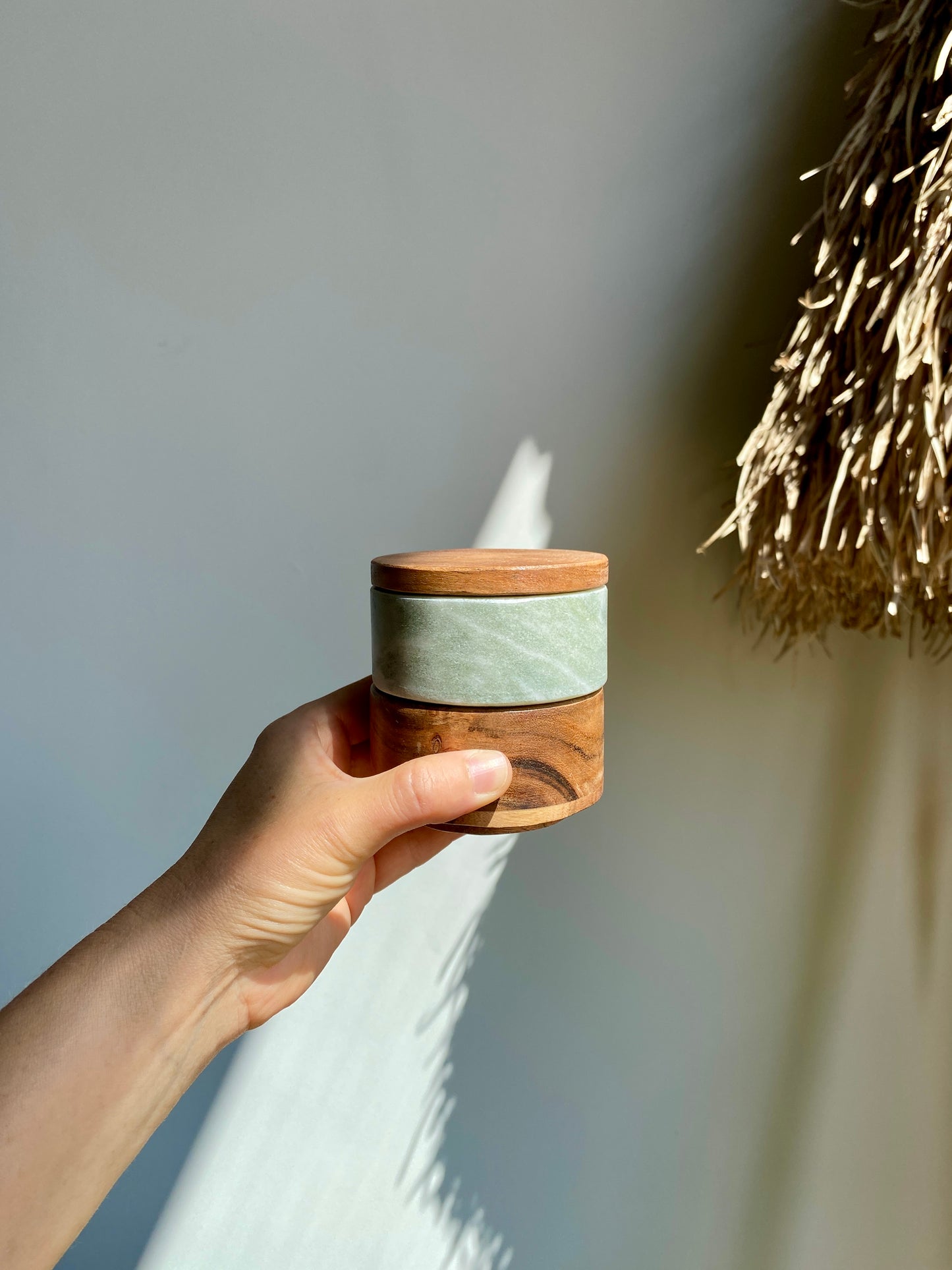 Marble Box mit Holzdeckel, rund
