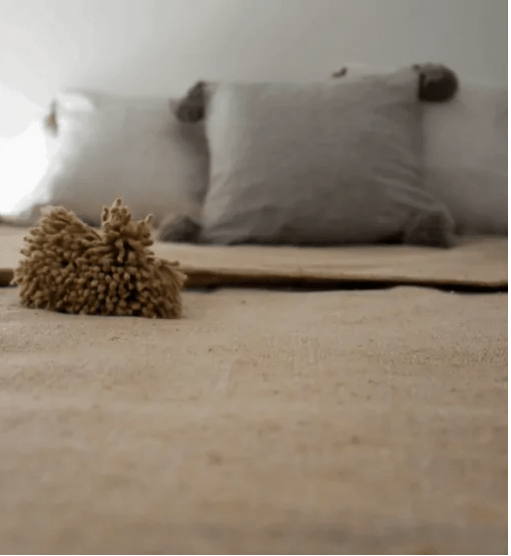 Pompondecke, beige