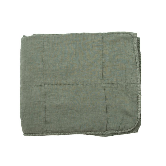 Quilted cotton blanket 'Charlotte', old green 70x240