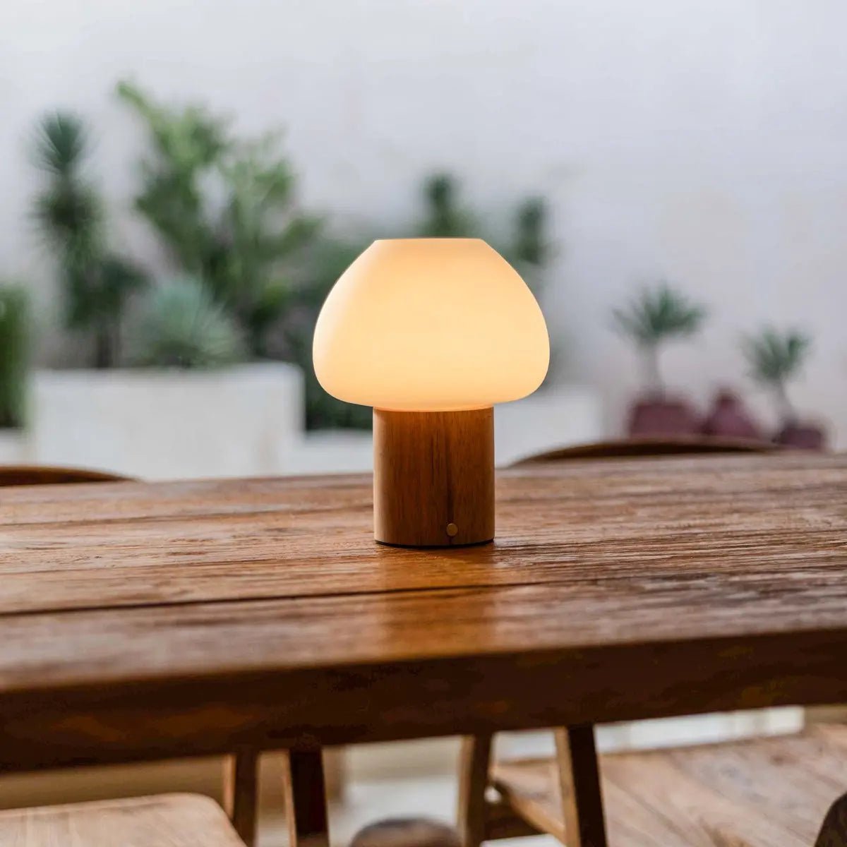 Wooden table lamp 'Fynn' - rechargeable, dimmable