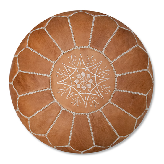 Lederhocker, Pouf - naturbraun (XL)