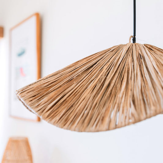 Große Raffia-Deckenleuchte, Handgefertigter Lampenschirm aus Raffia TAMPAH (Ø 53 cm)