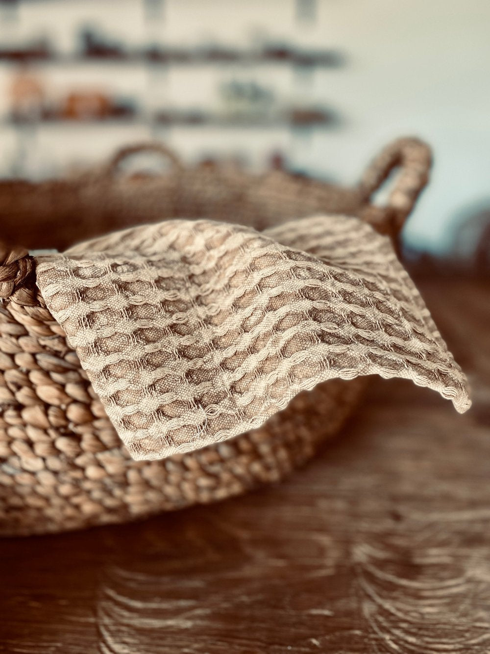 Tea towel waffle pique, beige