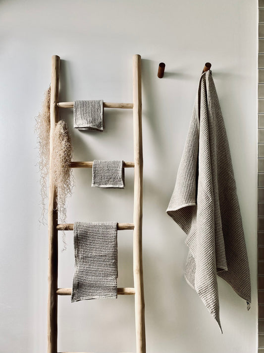 Handtuch aus Leinen, Waffelmuster