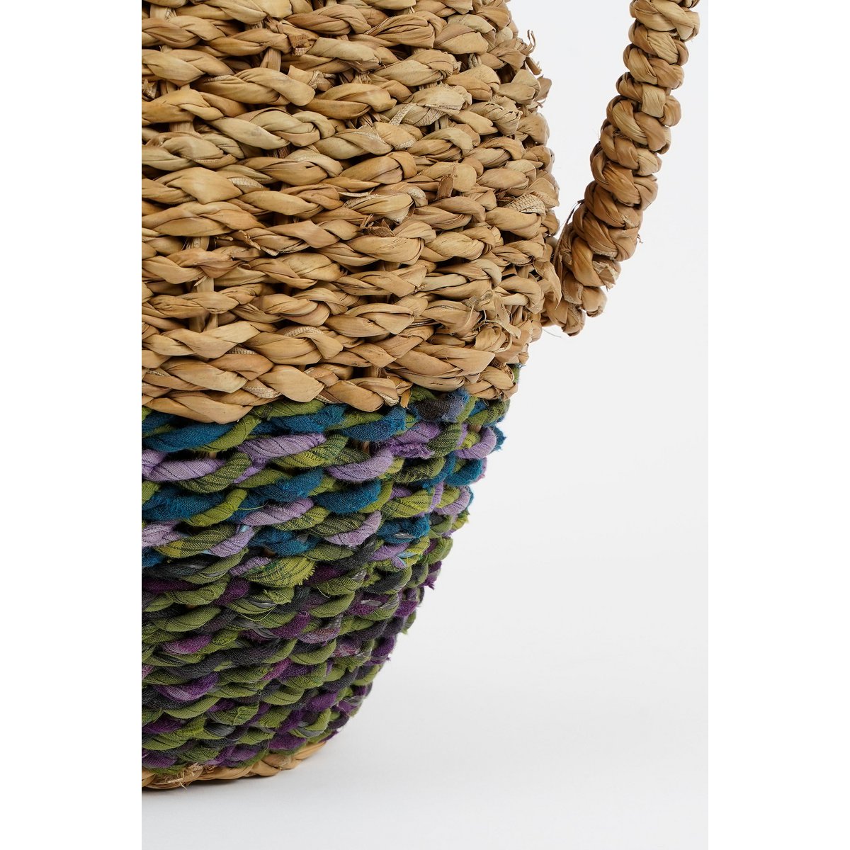 Seegras Dekorationsvase mit Griffen, grün - H35 x T23 cm