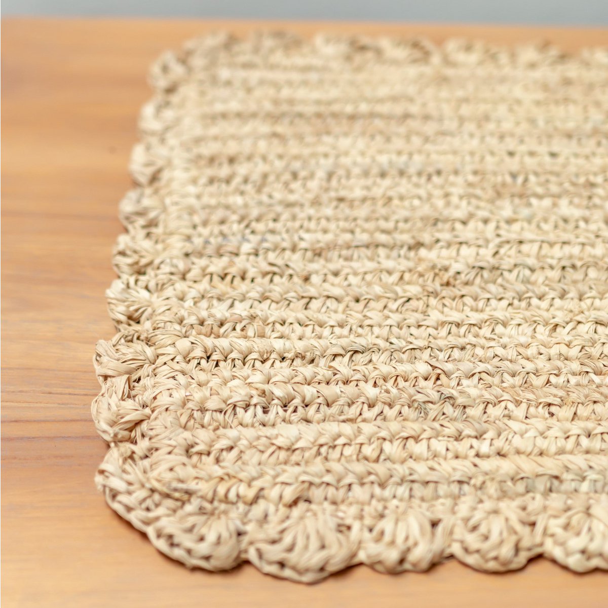 Placemat (set of 2, 4 or 6) 50x30 cm - Rectangular boho table mat KUARA woven from raffia