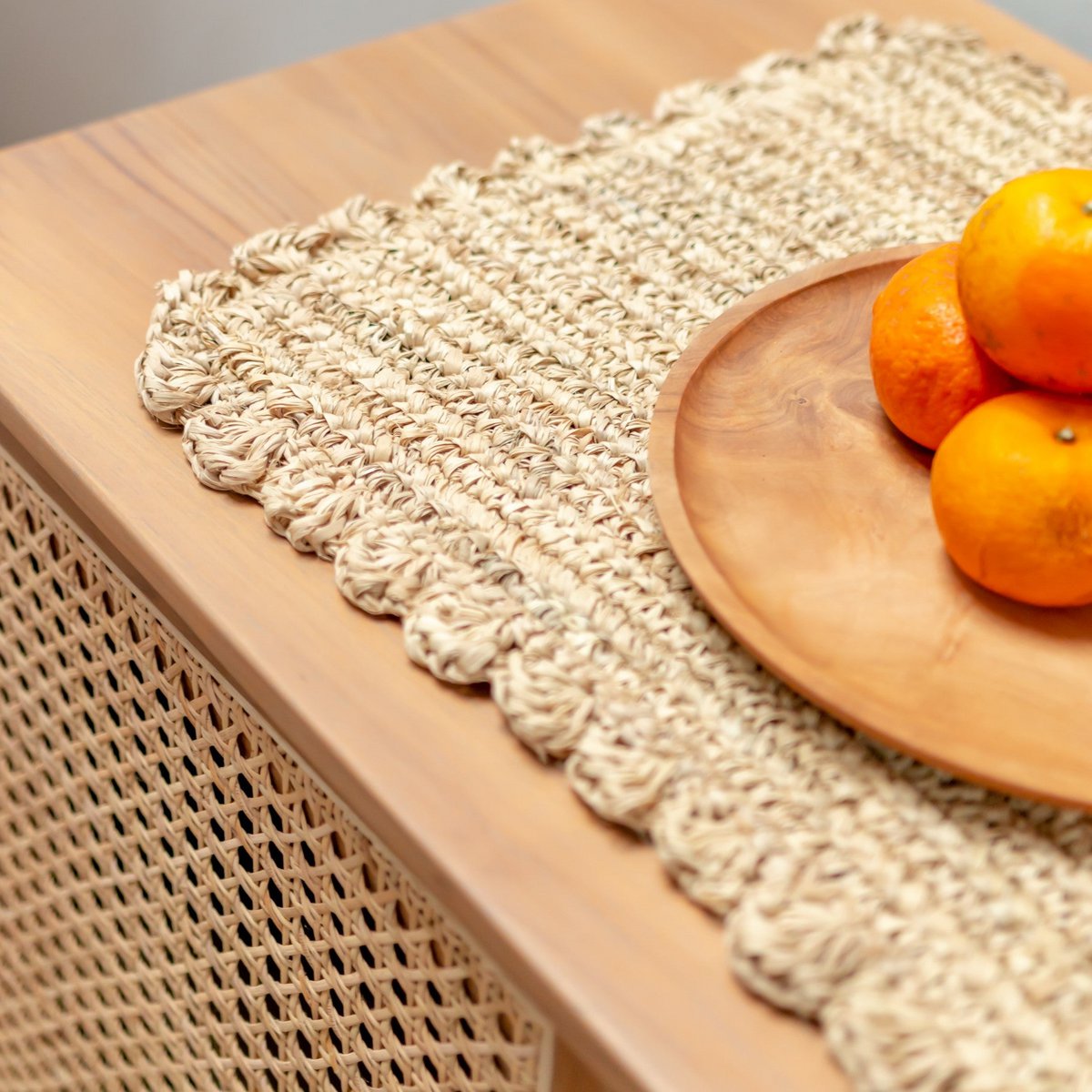Placemat (set of 2, 4 or 6) 50x30 cm - Rectangular boho table mat KUARA woven from raffia