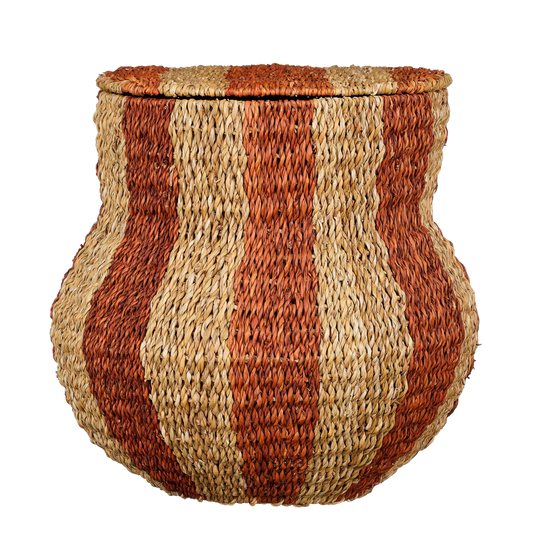 Aufbewahrungskorb Tacoma mit Deckel, Jute-Orange H47 x Ø50 cm