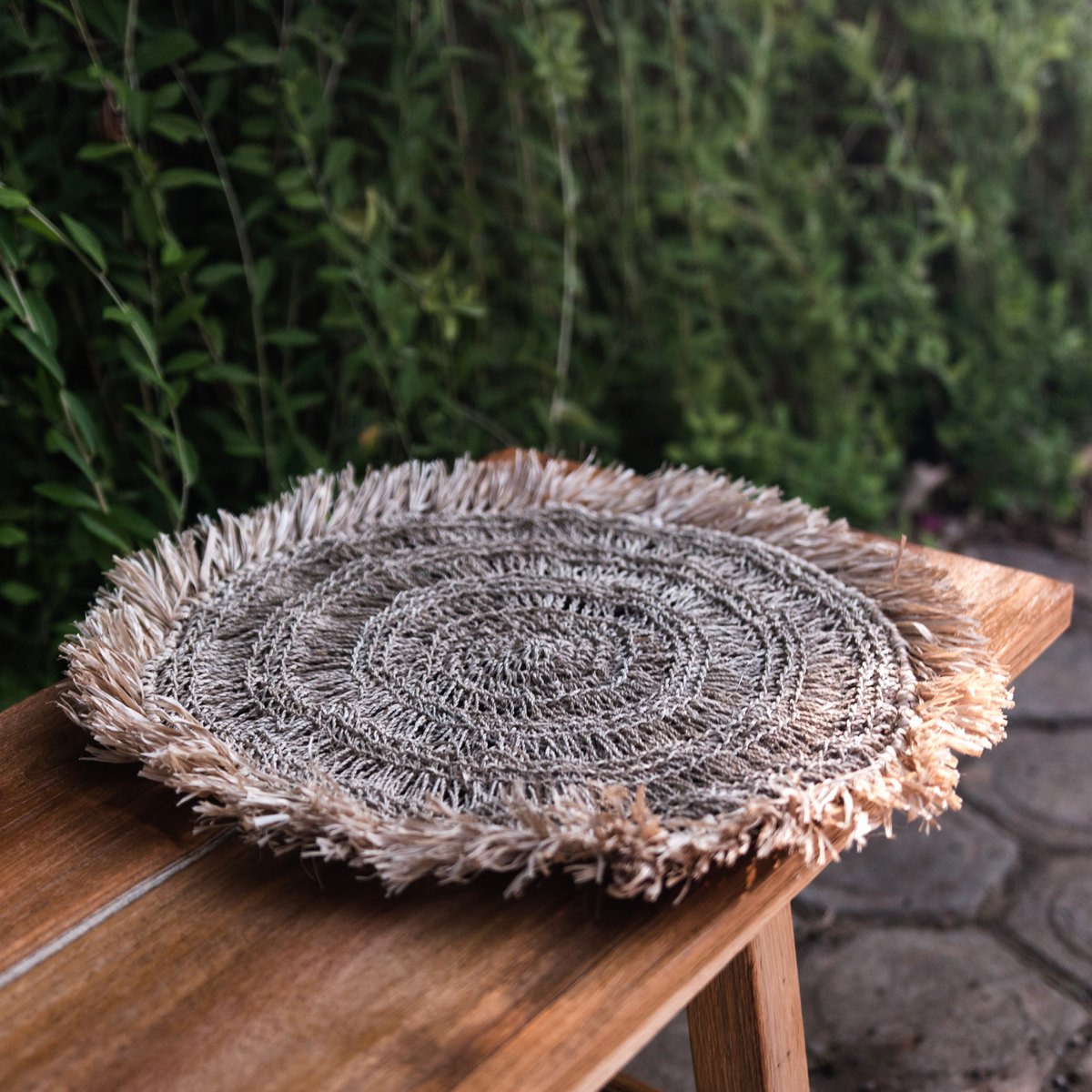 Round placemat WAISAI (set of 4 or 6) 45 cm - Boho placemat made of raffia