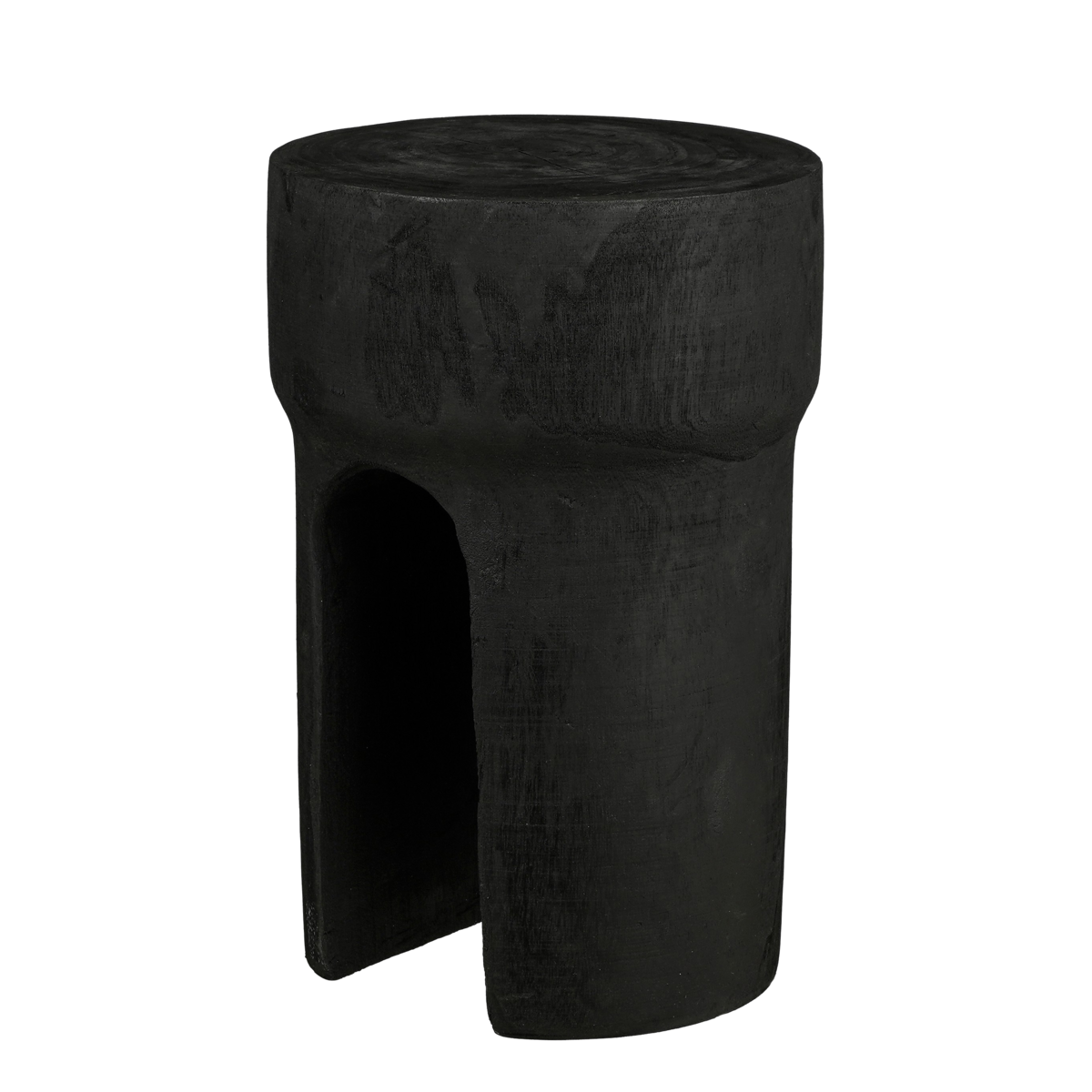 Latty side table, paulownia wood, black - H46 x Ø30 cm