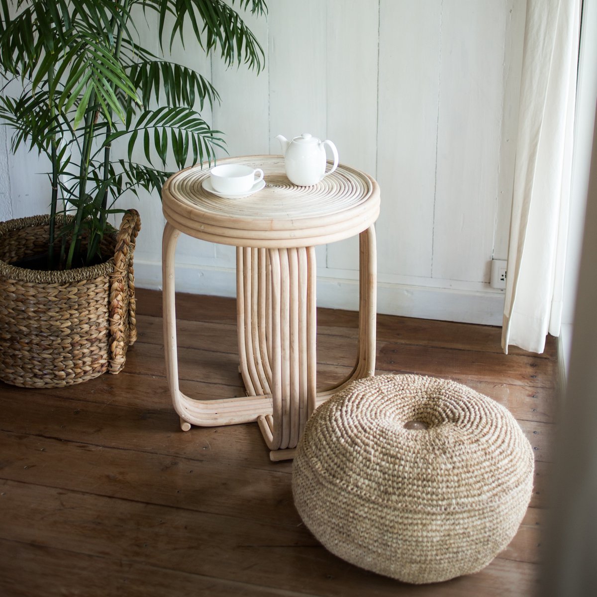 Pouf TELU, bean bag made of raffia (2 sizes)