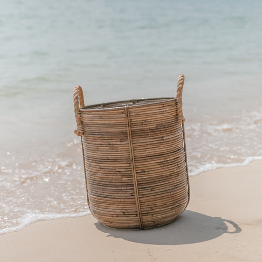 Wäschekorb OTERE, Pflanzkorb aus Rattan