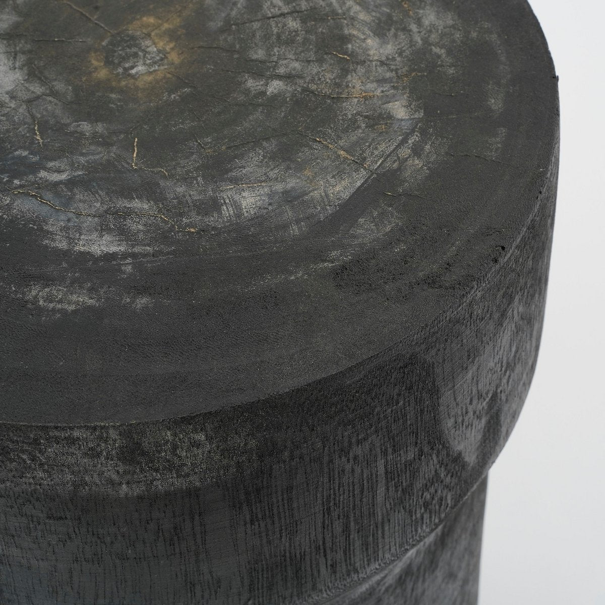 Latty side table, paulownia wood, black - H46 x Ø30 cm