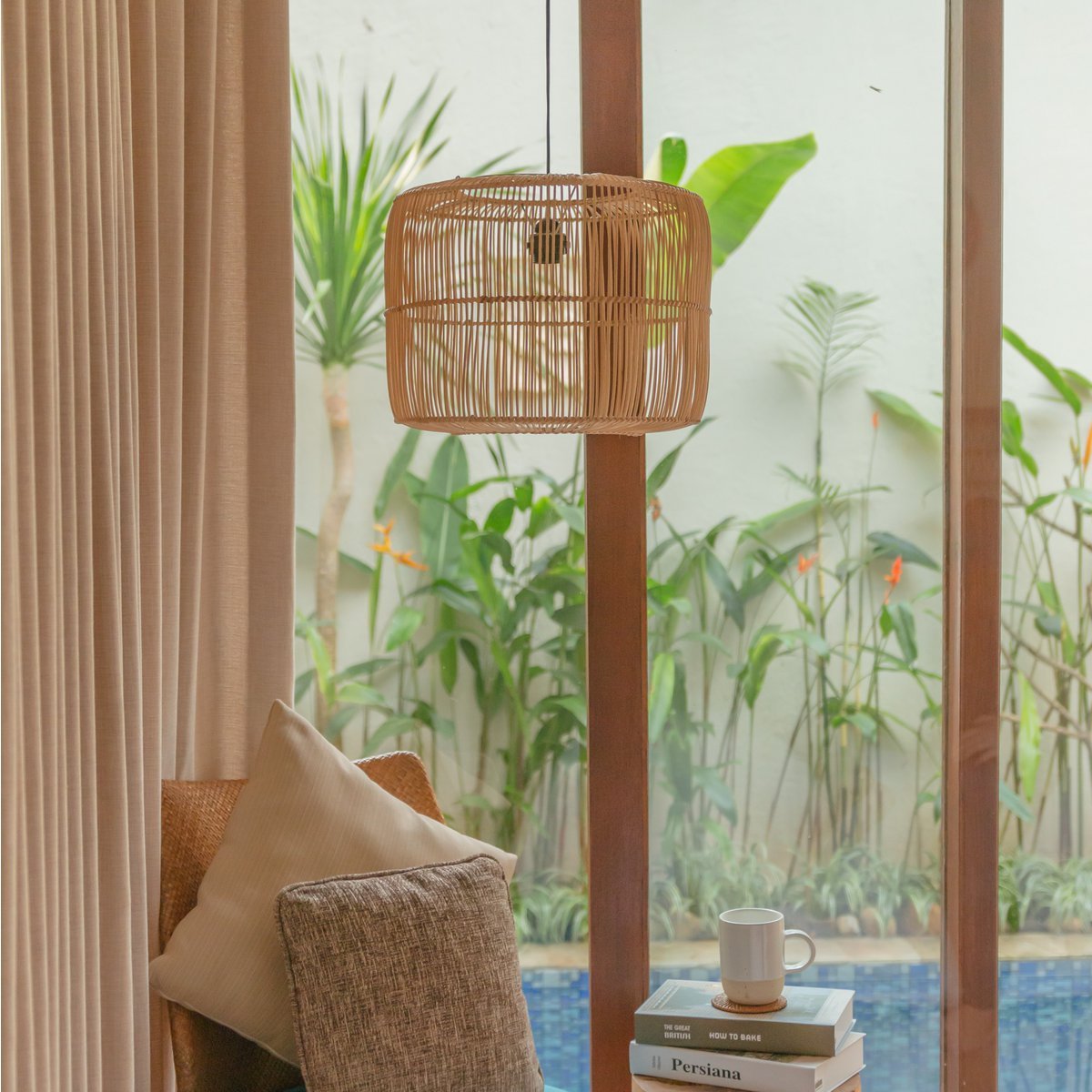 Boho Lampenschirm aus Rattan - Pendelleuchte LIKU (2 Größen)