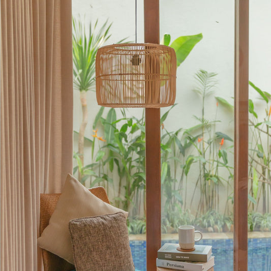 Boho Lampenschirm aus Rattan - Pendelleuchte LIKU (2 Größen)