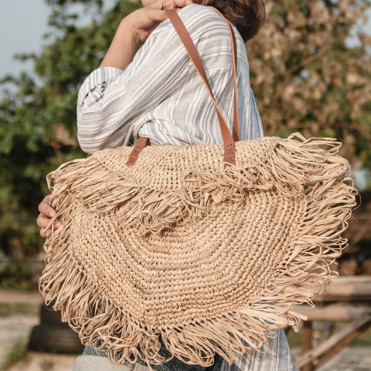 Raffia-Umhängetasche, Strandtasche SUMBAWA