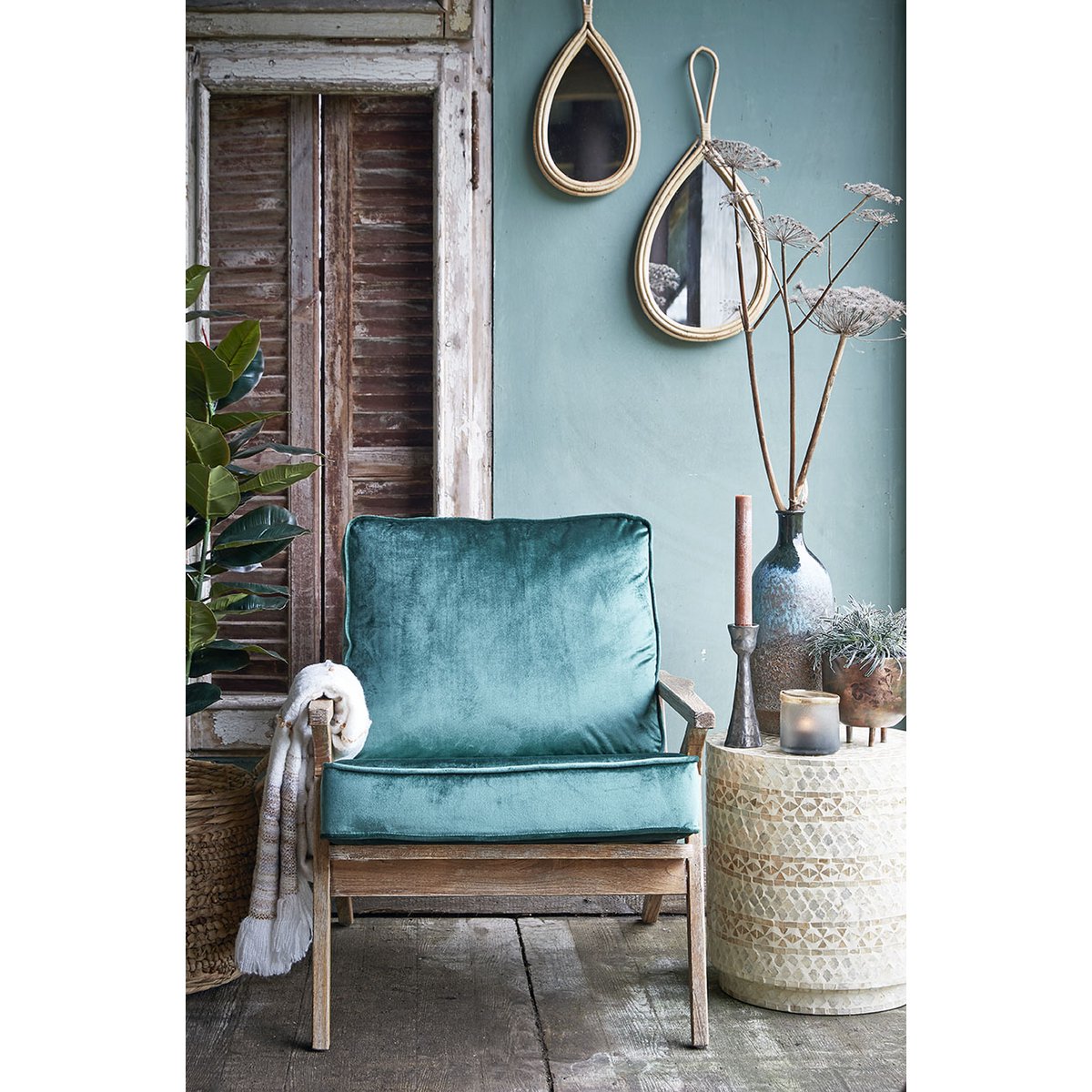 Rattan wall mirror Rainier - L28 x H59 cm