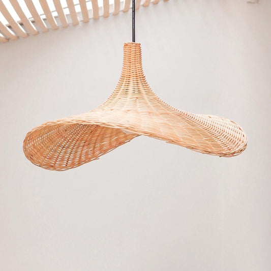 Rattan-Lampenschrim SAYAN, trichterförmige Pendelleuchte aus Naturfasern (2 Größen)