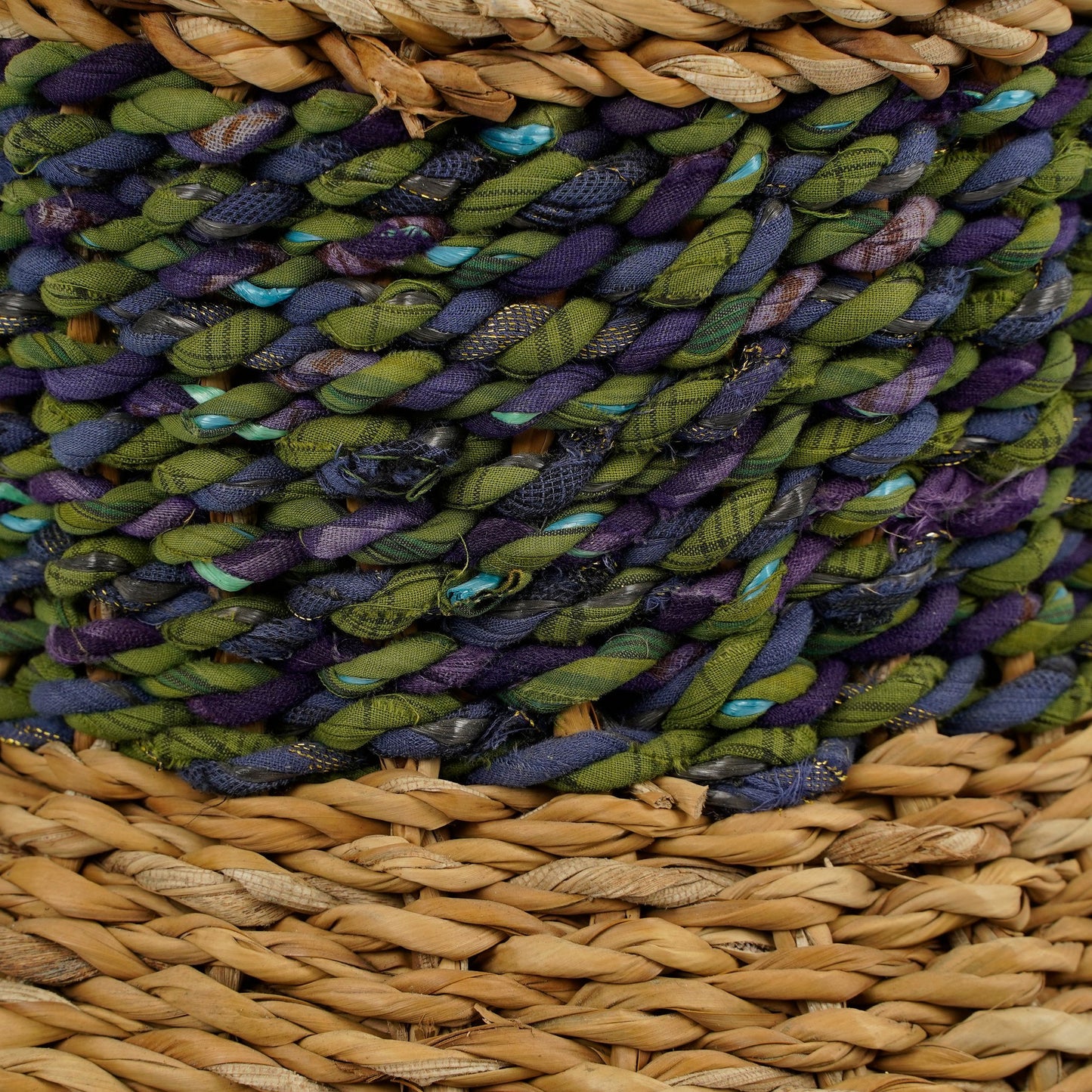 Seegras Dekorationsvase mit Griffen, grün - H28 x T25 cm