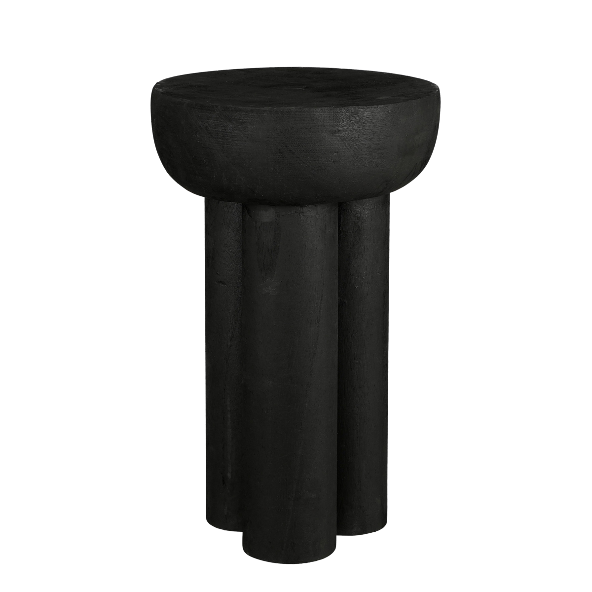 Latty side table, paulownia wood, black - H50 x Ø30 cm