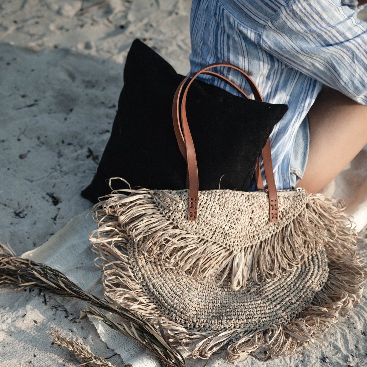 Raffia-Umhängetasche, Strandtasche SUMBAWA