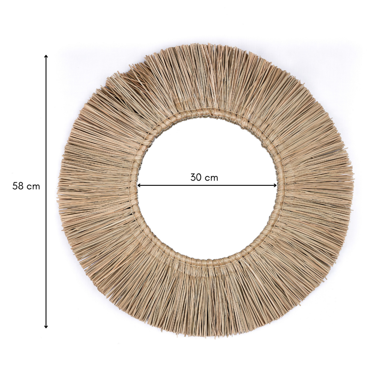 RIMBA seagrass wall mirror, round 60 cm