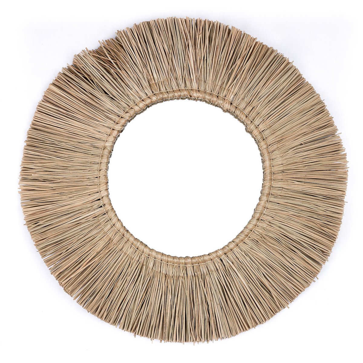 RIMBA seagrass wall mirror, round 60 cm