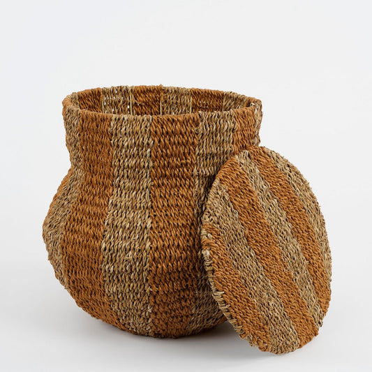 Aufbewahrungskorb Tacoma mit Deckel, Jute-Gelb H47 x Ø50 cm