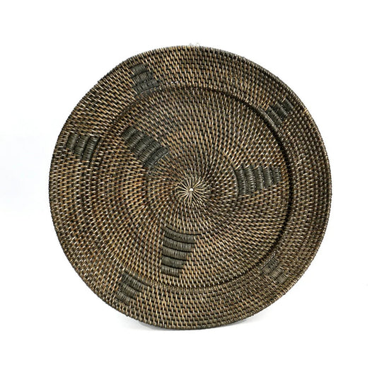 Wall plate - The Jasmine Plate L - rattan decoration, brown