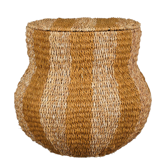 Aufbewahrungskorb Tacoma mit Deckel, Jute-Gelb H47 x Ø50 cm